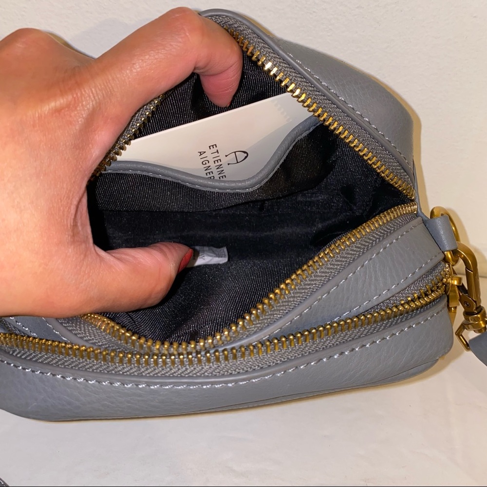 Etienne Aigner - Adeline Mini Ca Double Zip Crossbody Camera bag βslateβ gray π - Picture 13 of 15